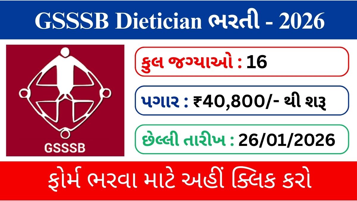 GSSSB Dietician Recruitment 2026