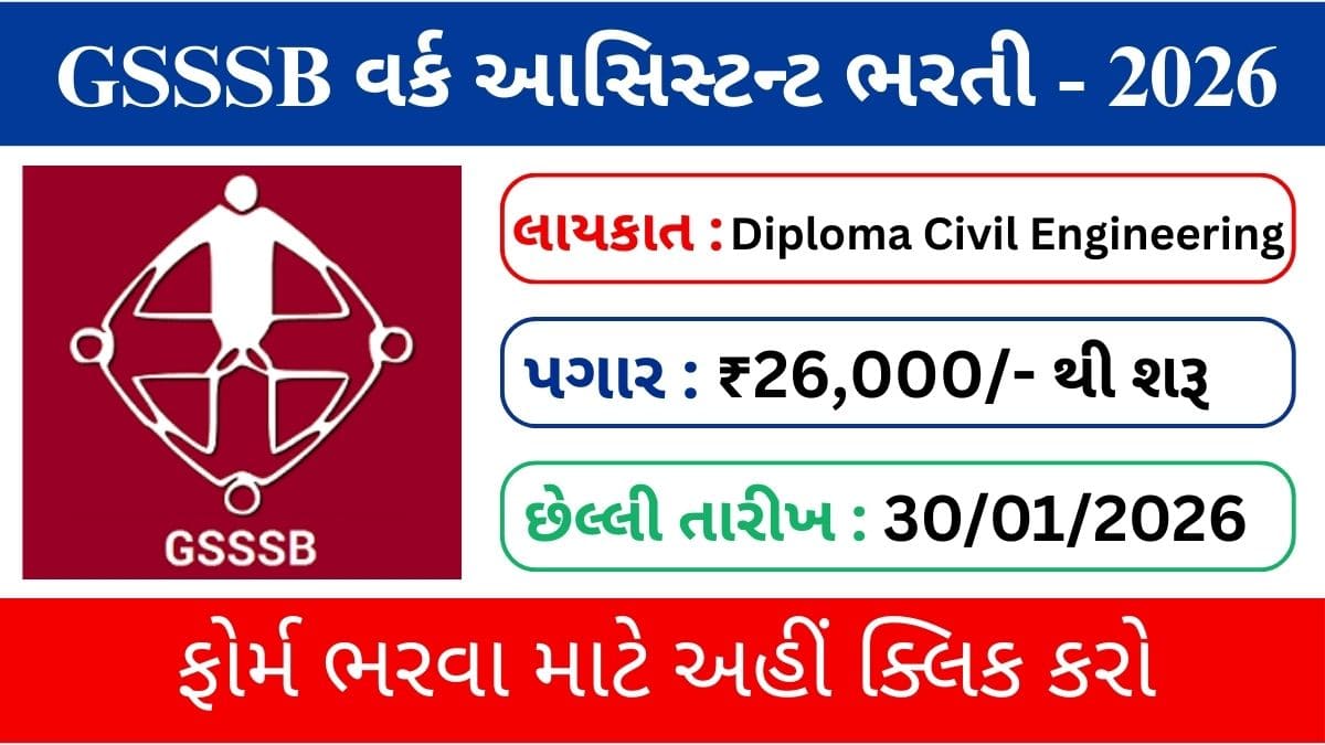 GSSSB Work Assistant Recruitment 2026